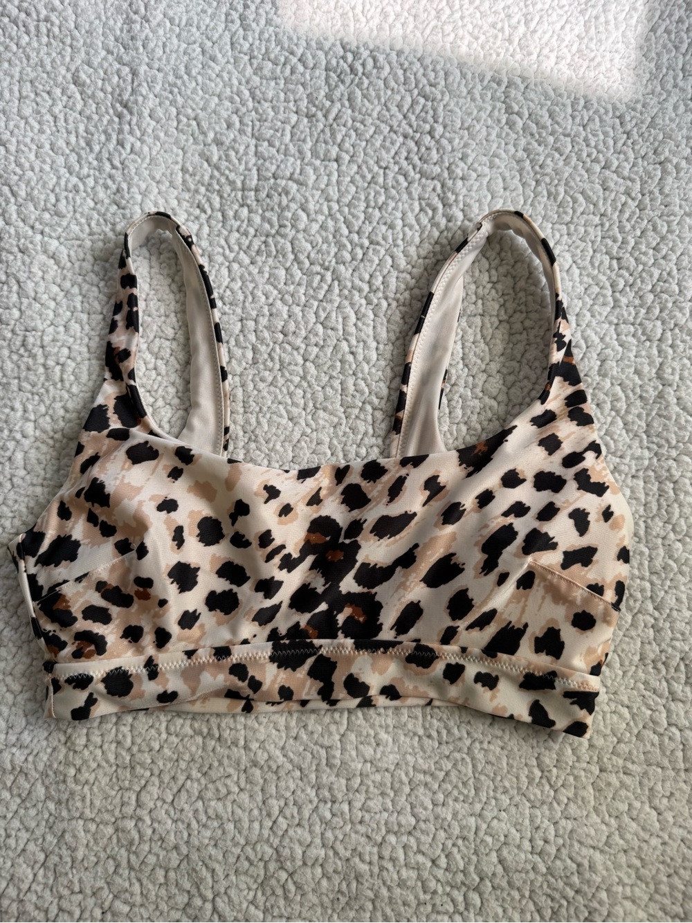 aerie Leopard Print Bikini Top - Beige/Black/Brown